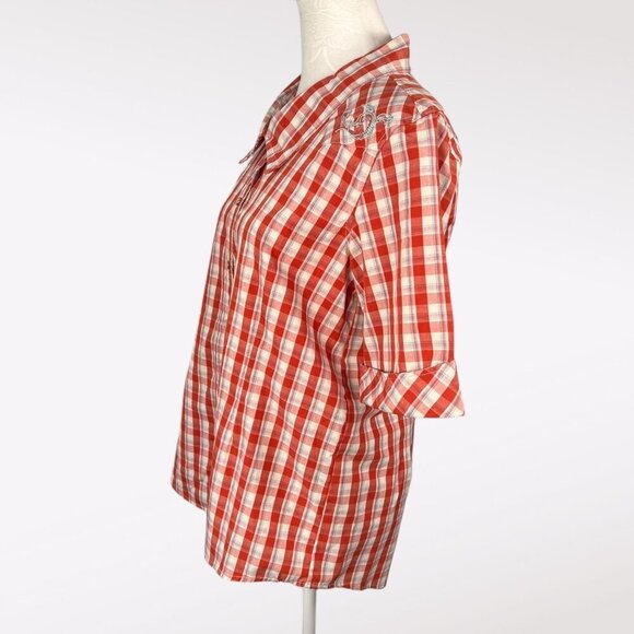 Bit & Bridle Plaid Western Shirt Snap Front Embroidered Yoke Country Cowgirl Sma - Picture 4 of 9